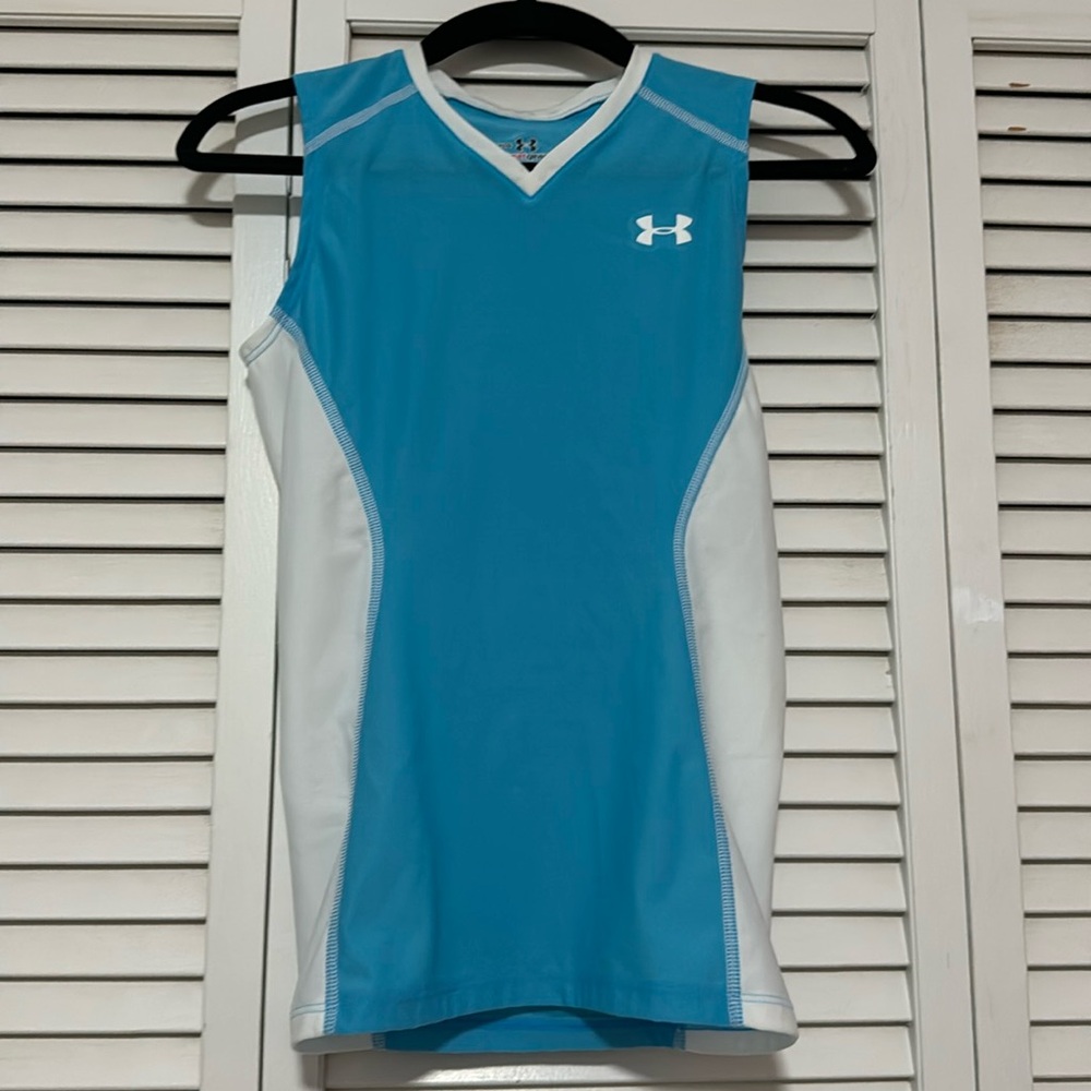Baby Blue and white Under Armour Tank Top Youth Large